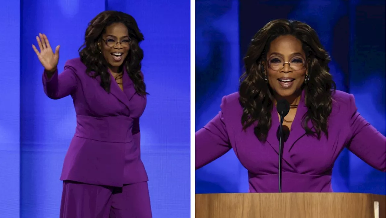 Oprah Winfrey Favors Sartorial Symbolism in a Purple Christian Siriano Suit at 2024 Democratic National Convention