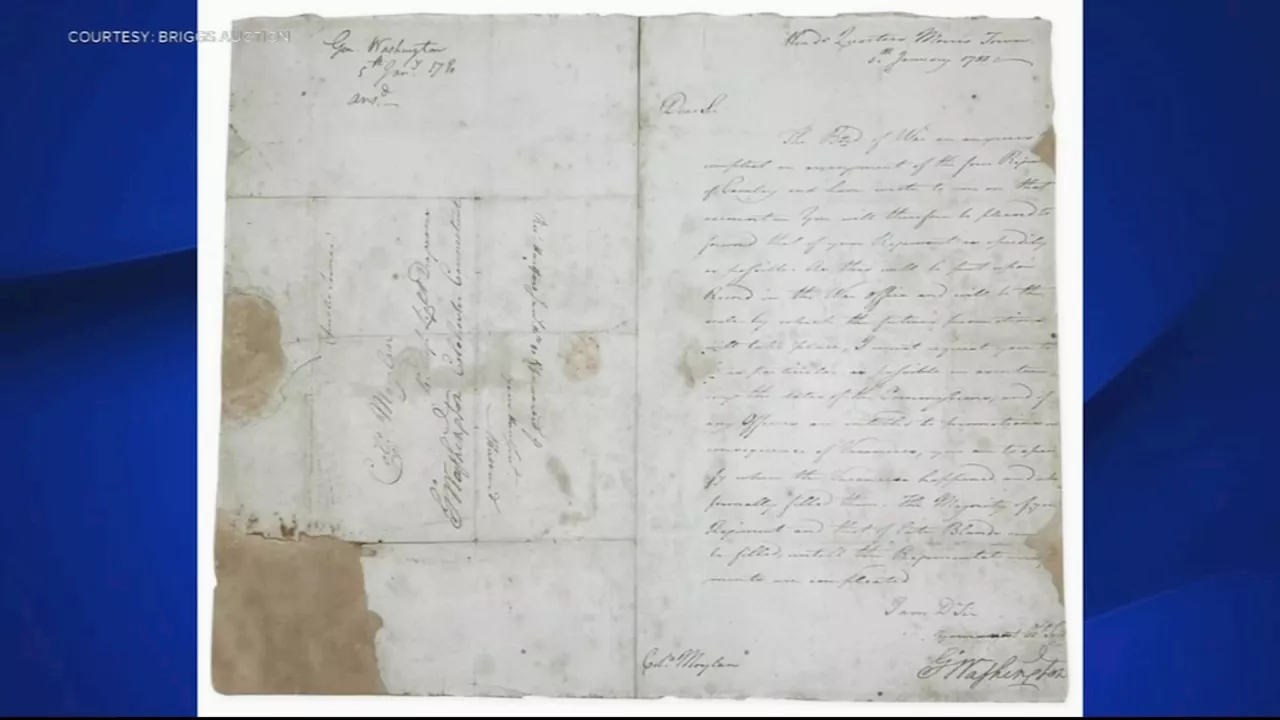 Historic letter written by George Washington in New Jersey going up for auction