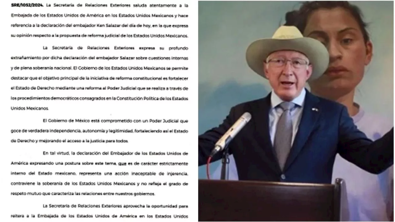 &quot;No aceptamos injerencismos&quot;; SRE reclama a Estados Unidos por declaraciones de Ken Salazar