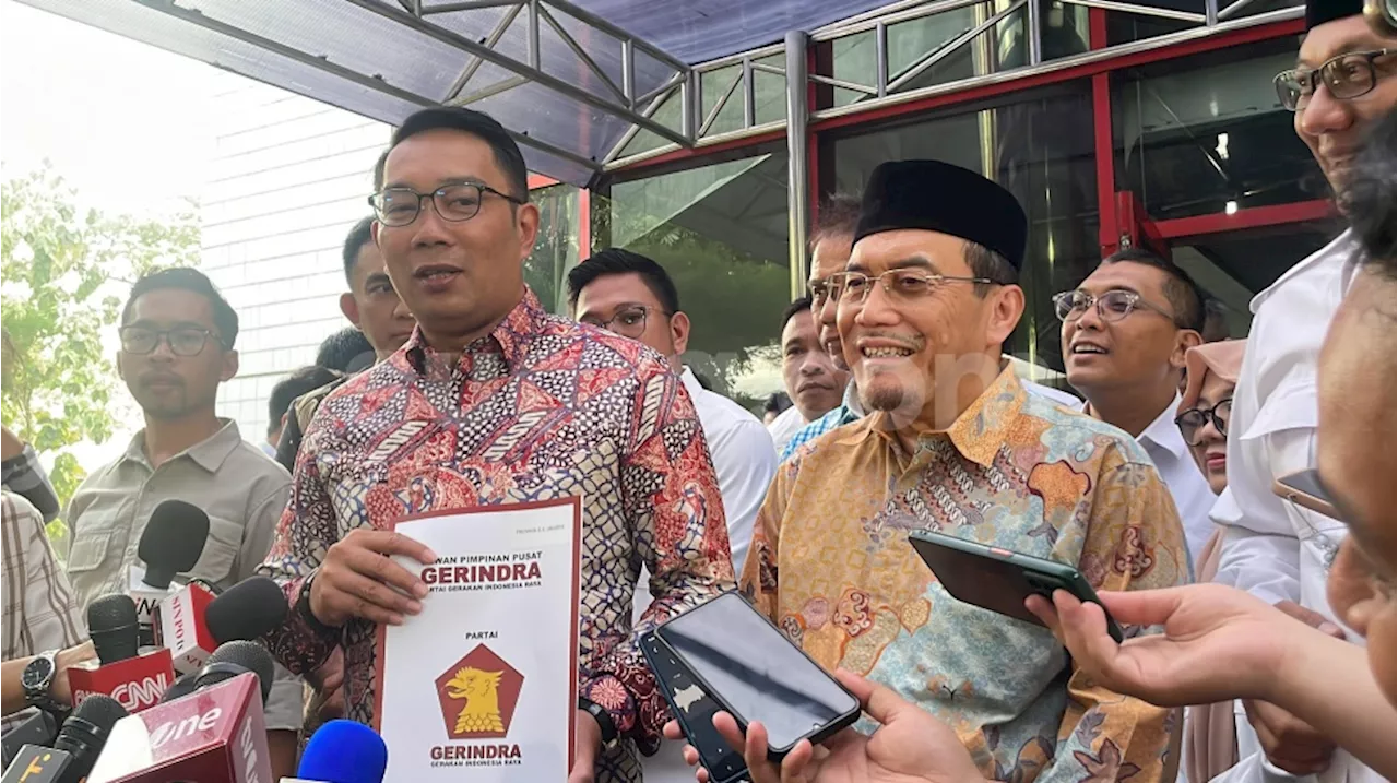 Dapat Surat Rekomendasi Gerindra, Ridwan Kamil-Suswono Bakal Daftar ke KPUD Jakarta 28 Agustus