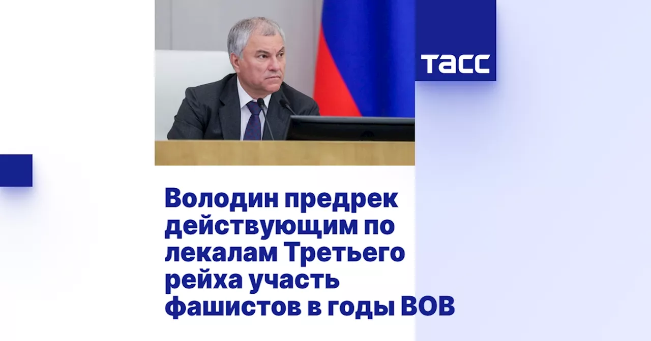 Володин предрек действующим по лекалам Третьего рейха участь фашистов в годы ВОВ