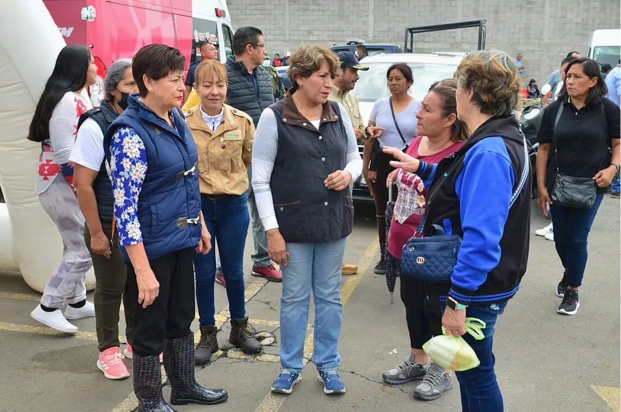 Delfina Gómez supervisa labores de desazolve y atención a damnificados en Chalco