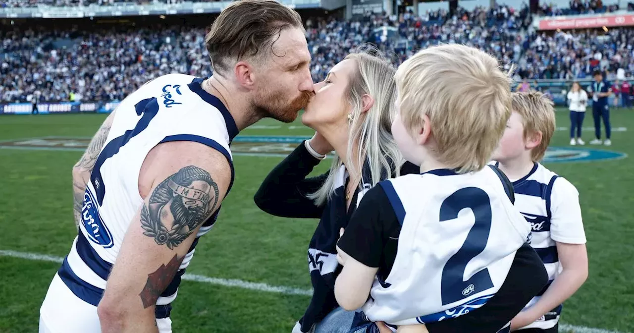 WATCH: Zach Tuohy marks his final home game for Geelong with a goal