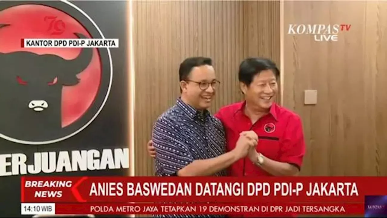 Anies Akui Bahas Pilkada dan Masa Depan Jakarta Saat Sambangi DPD PDIP DKI