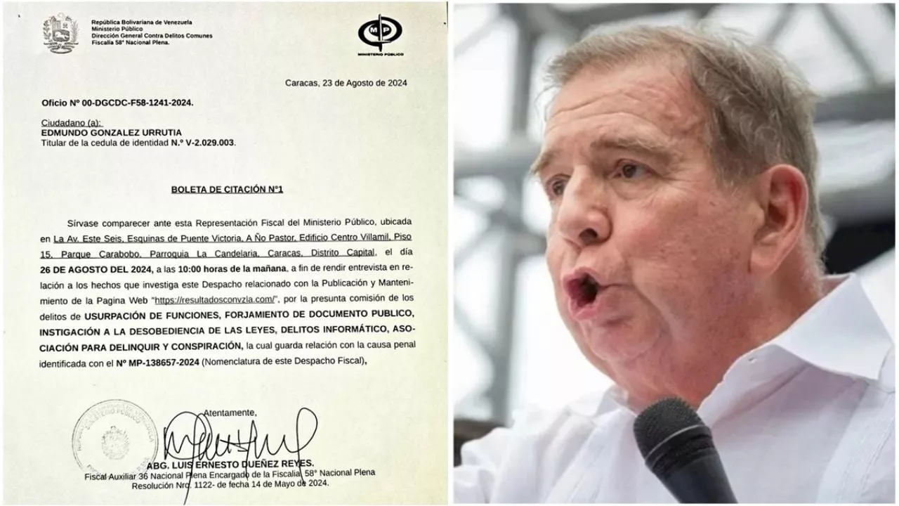 Venezuela: cita Gobierno a Edmundo González Urrutia; lo acusa de &quot;conspiración&quot;