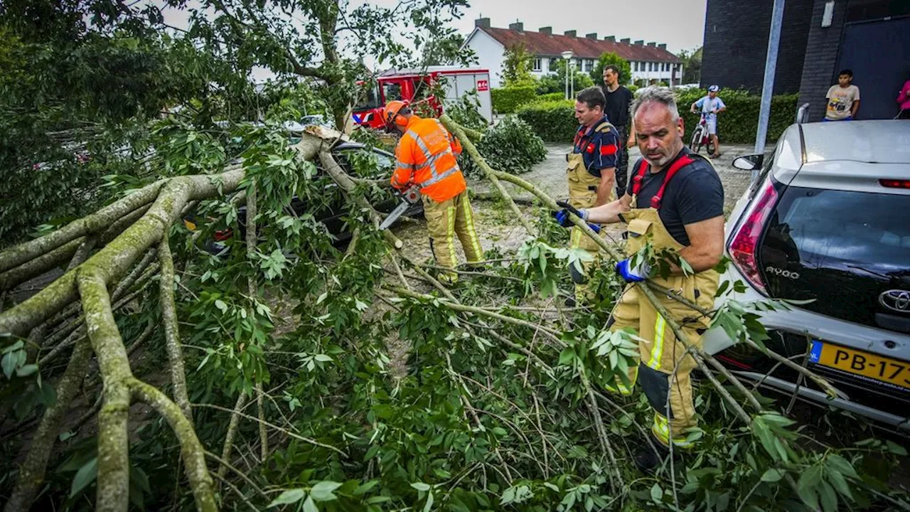 Omgevallen bomen en woningbrand door overtrekkend noodweer