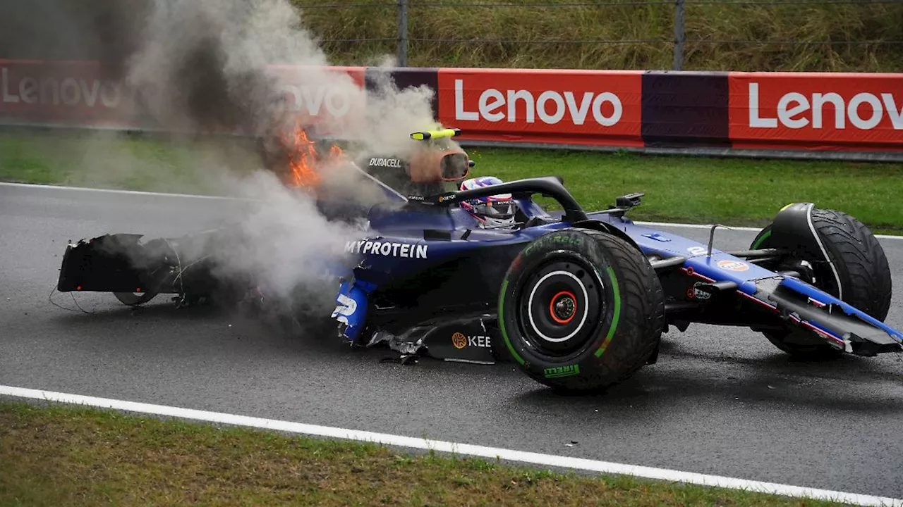 Formel-1-Wagen brennt: Heftiger Unfall von Logan Sargeant überschattet Training in Zandvoort