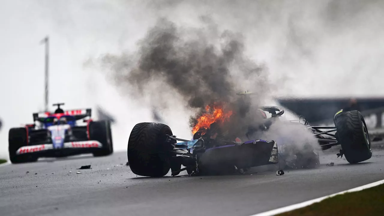 Feuer! Fliegender Reifen! Quali-Aus! Heftiger Crash bei Formel-1-Training