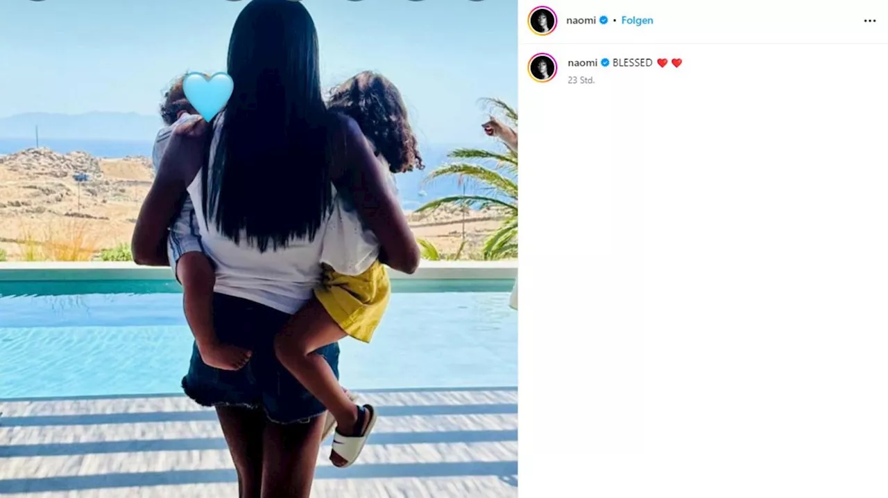 Bild mit Seltenheitswert: Naomi Campbell zeigt sich mit ihren Kids