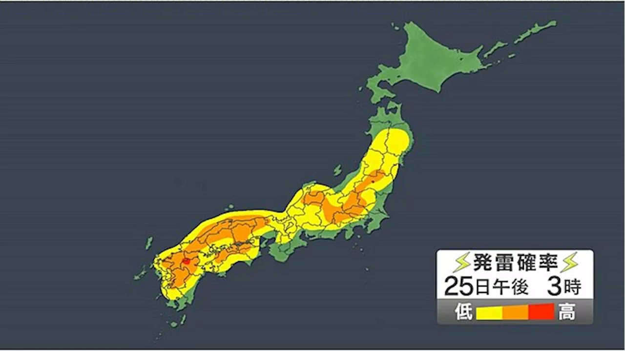 25日 広範囲で急な雷雨 午後は滝のような雨も 短時間でも道路が冠水するおそれ(気象予報士 青山 亜紀子 2024年08月25日)