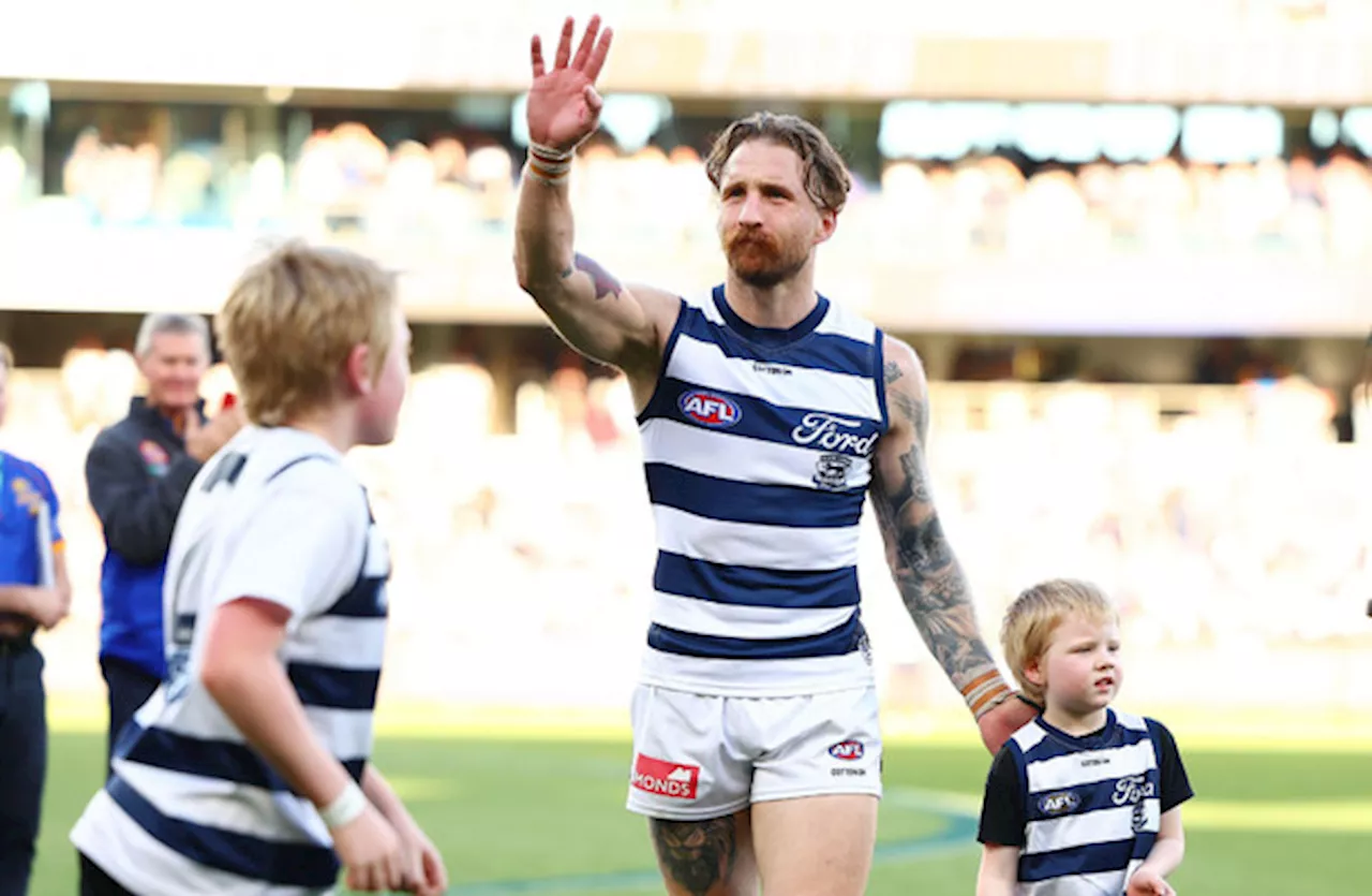 Zach Tuohy's goal is hailed by Geelong fans in his final AFL home game