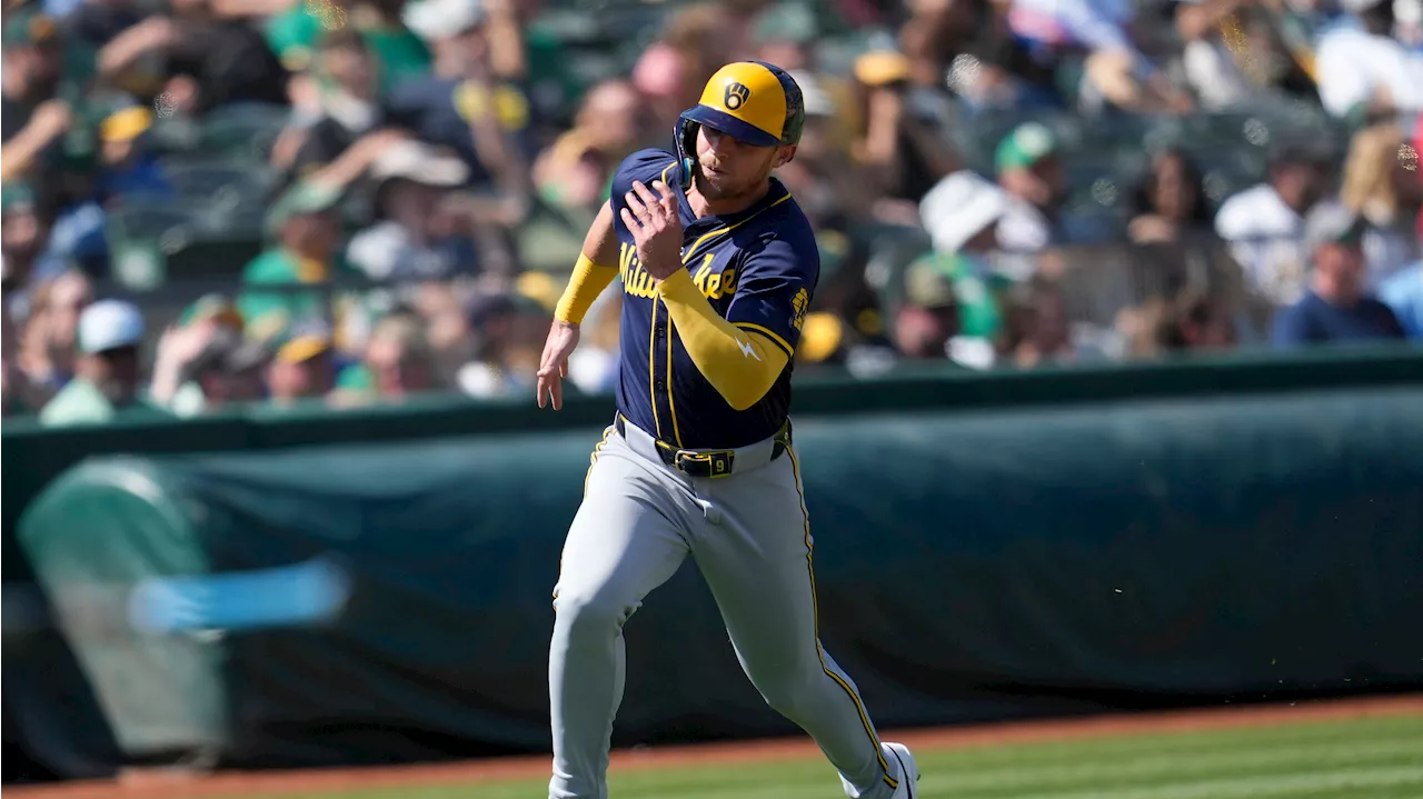 Bauers homers, scores three times to pace Brewers past Athletics