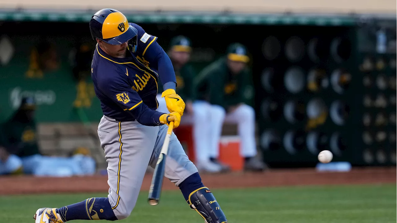 Hoskins hits 3-run homer, drives in 4 as Brewers beat Athletics