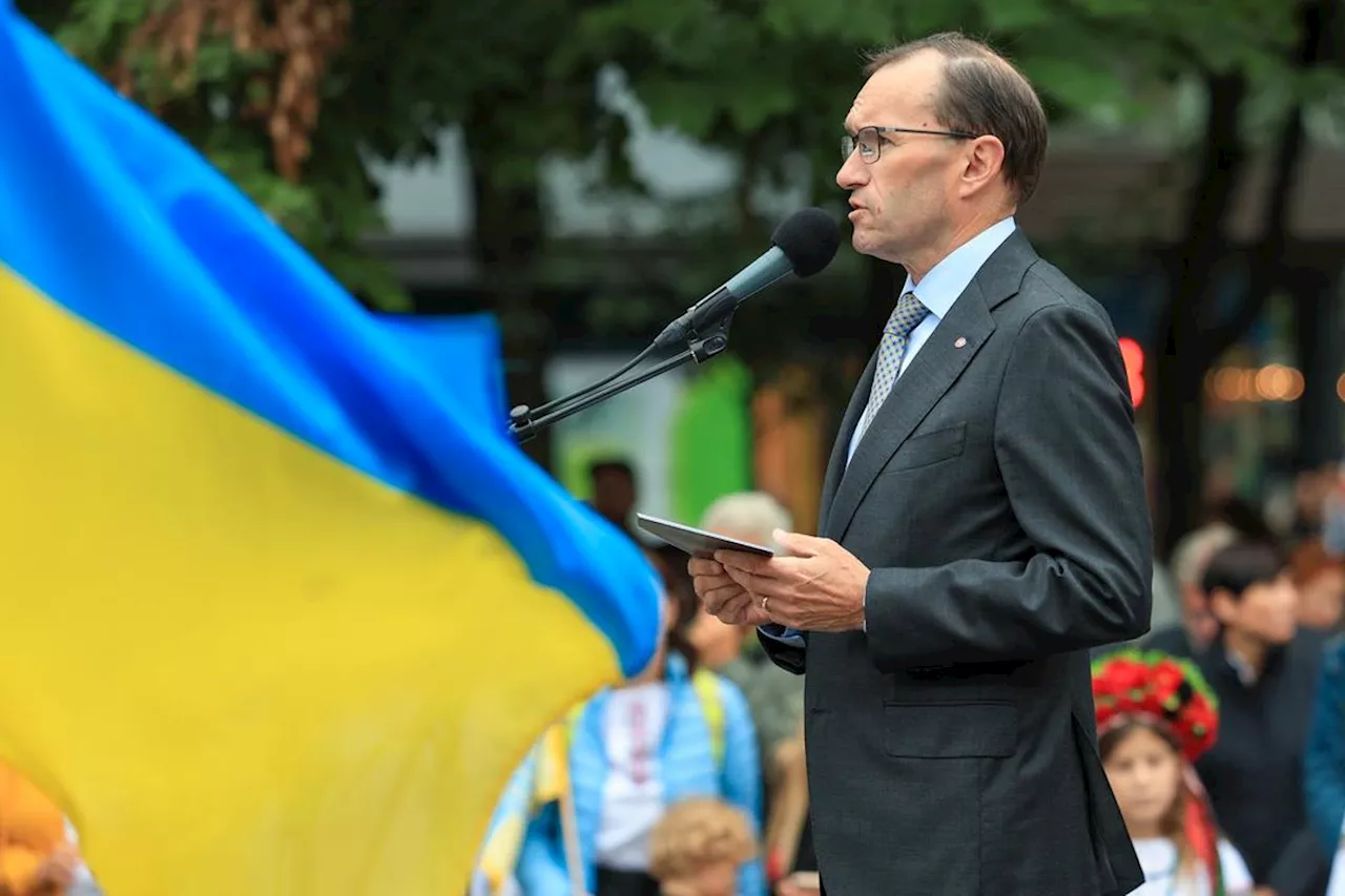 Musikk, barnetog og demonstrasjonstog under markeringen av Ukrainas uavhengighetsdag