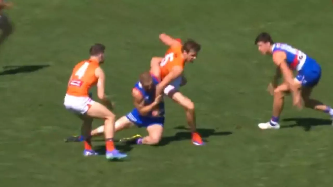 ‘Dangerous’ tackle puts Bulldogs defender Liam Jones at risk of AFL finals ban