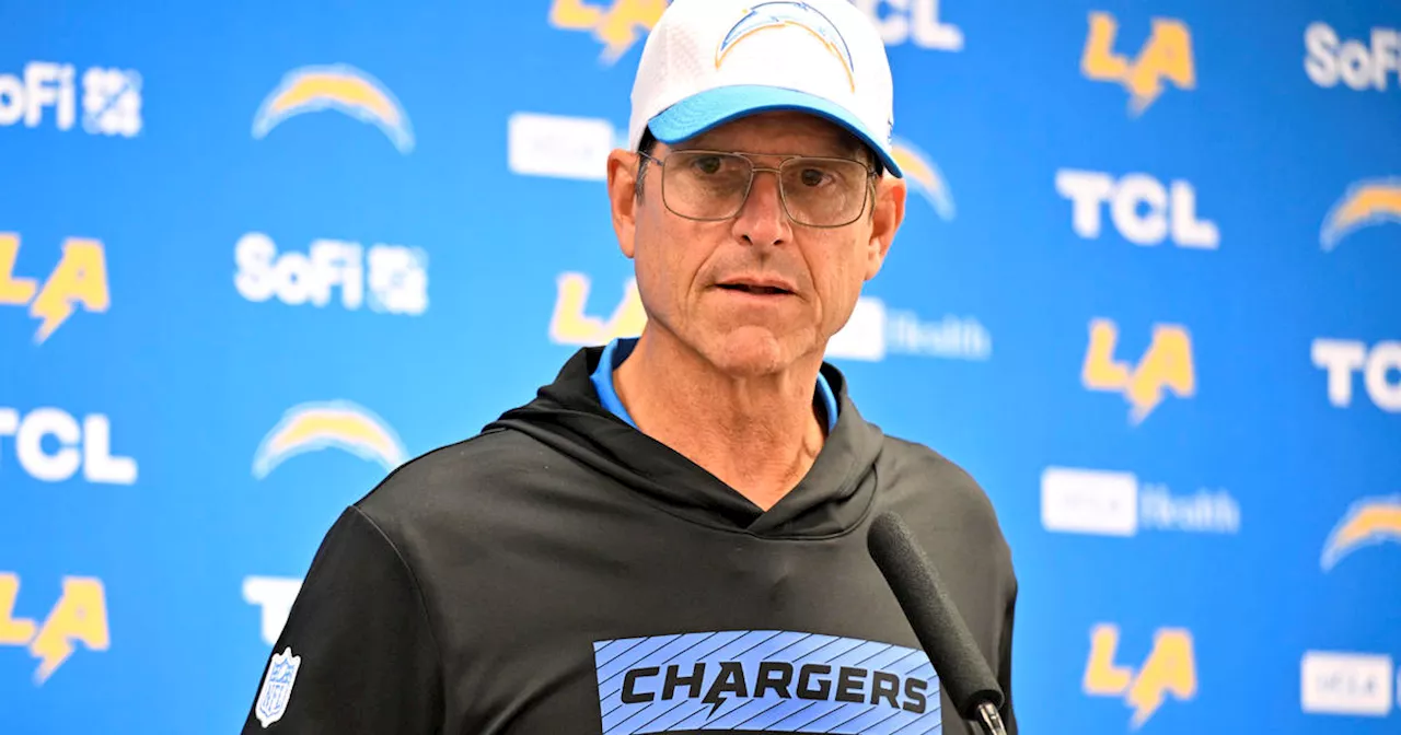 Jim Harbaugh lauds Justin Herbert, other Chargers players who were stuck on elevator for 2 hours