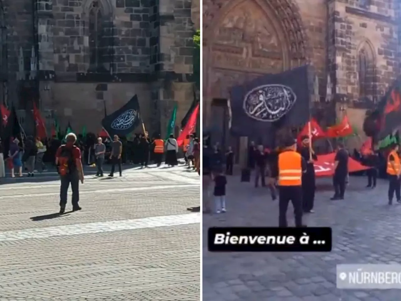 Bandiere e preghiere fuori dalla cattedrale: la provocazione islamica dopo l'attentato in Germania