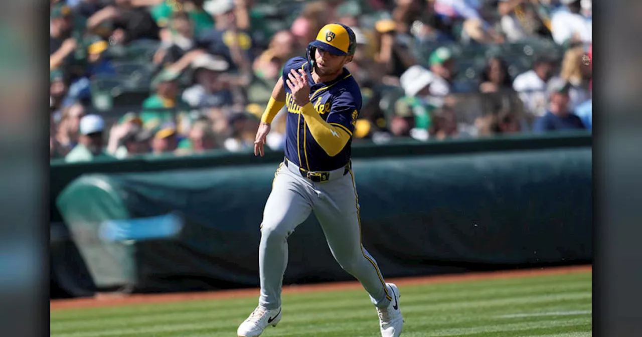 Bauers homers, scores 3 times to pace Brewers past A's