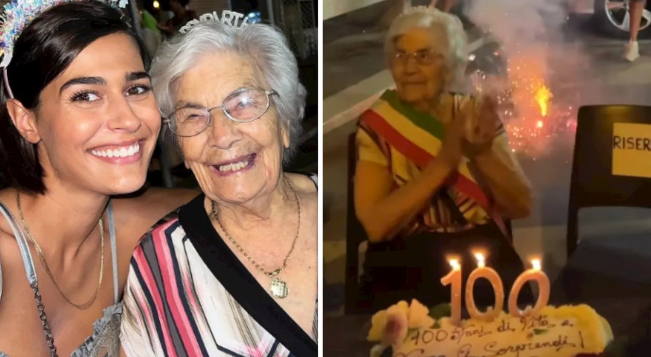 Alice Sabatini, super festa per i 100 anni della bisnonna Augusta: «Abbiamo rischiato anche di incendiarla»