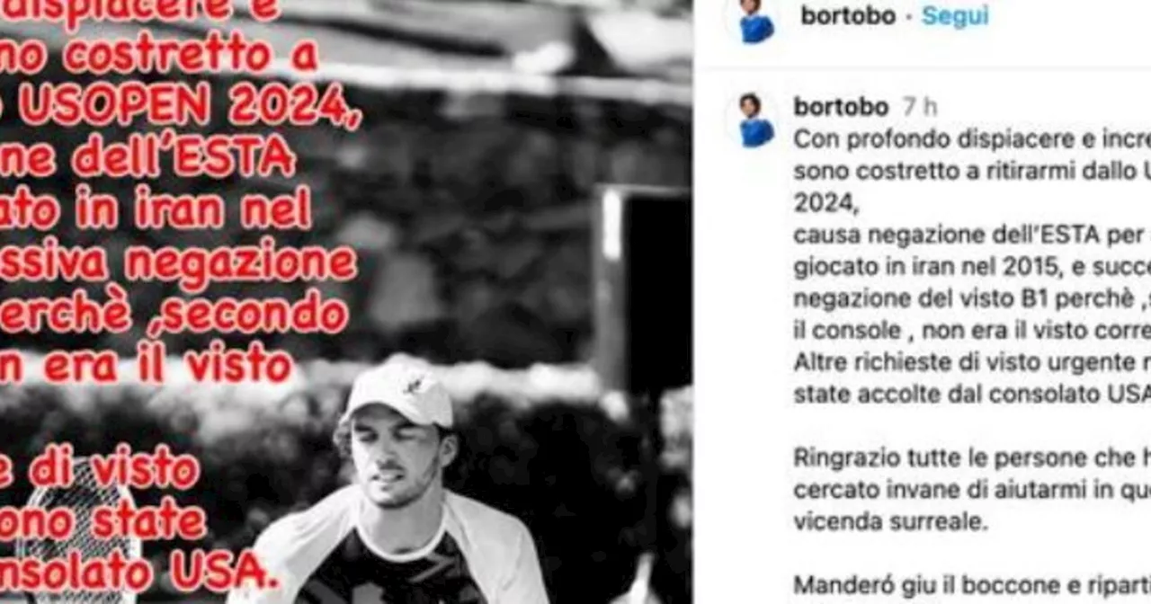 Marco Bortolotti escluso dagli Us Open, &#034;non può entrare negli Stati Uniti&#034;