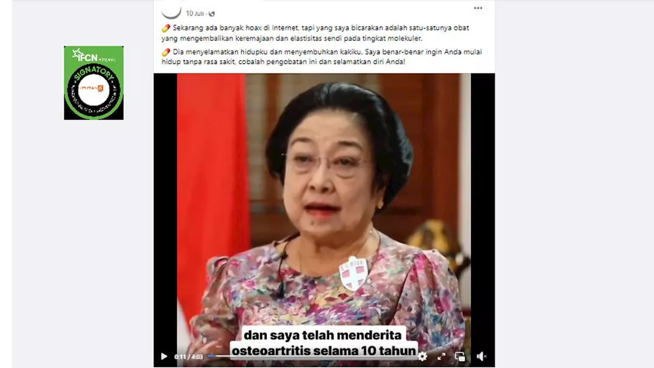 Cek Fakta: Tidak Benar Megawati Soekarno Putri Dalam Video Ini Bicara Nyeri Lutut dan Pengobatannya