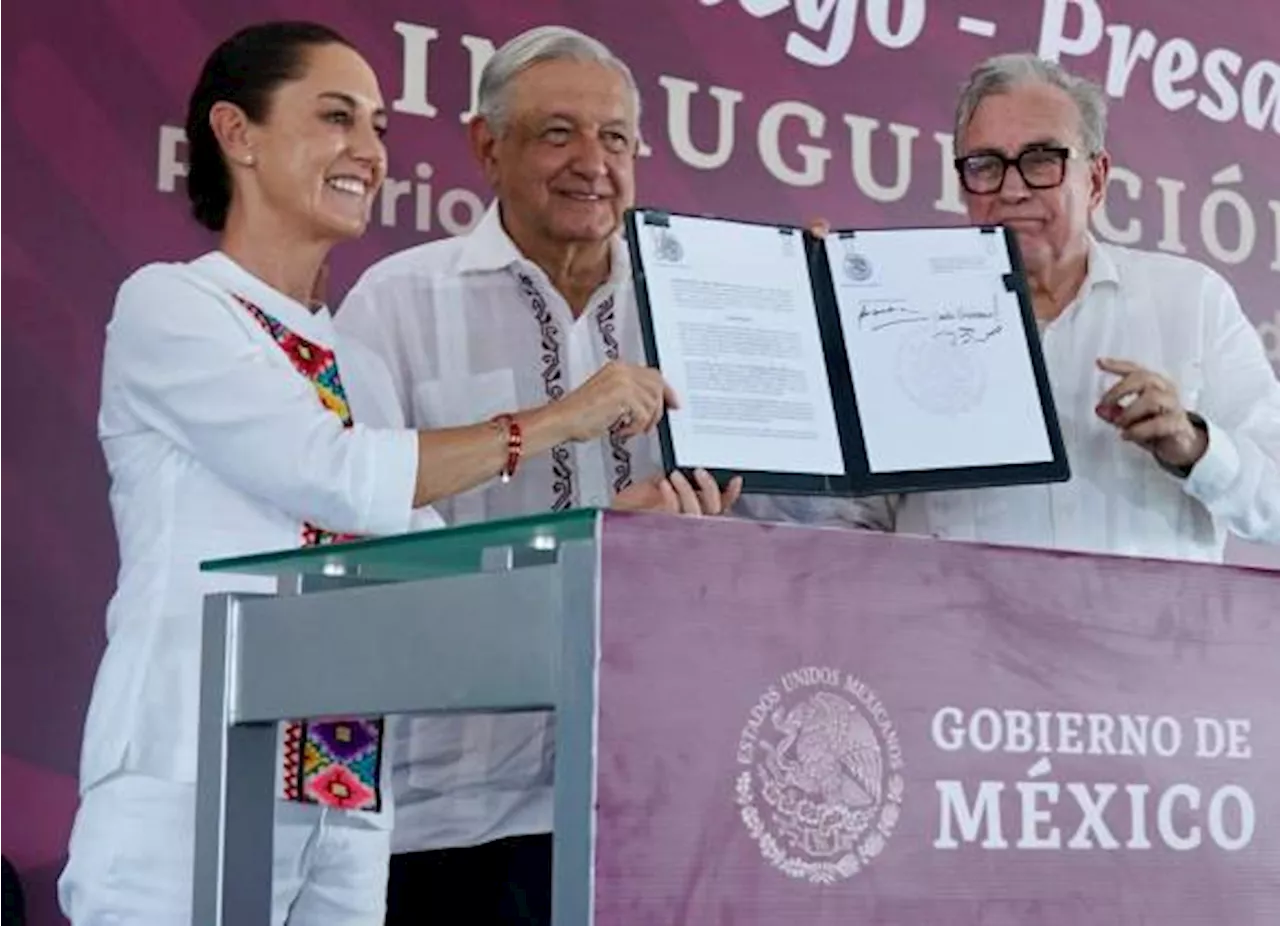 AMLO y Sheinbaum inauguran distrito de riego Presa Picachos, en Sinaloa