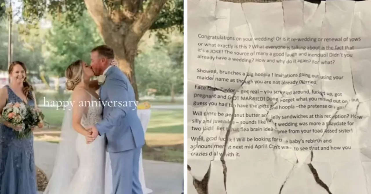 Bride Exposes The Viral “Unhinged” Hate Letter An Anonymous Guest Left At Her Wedding