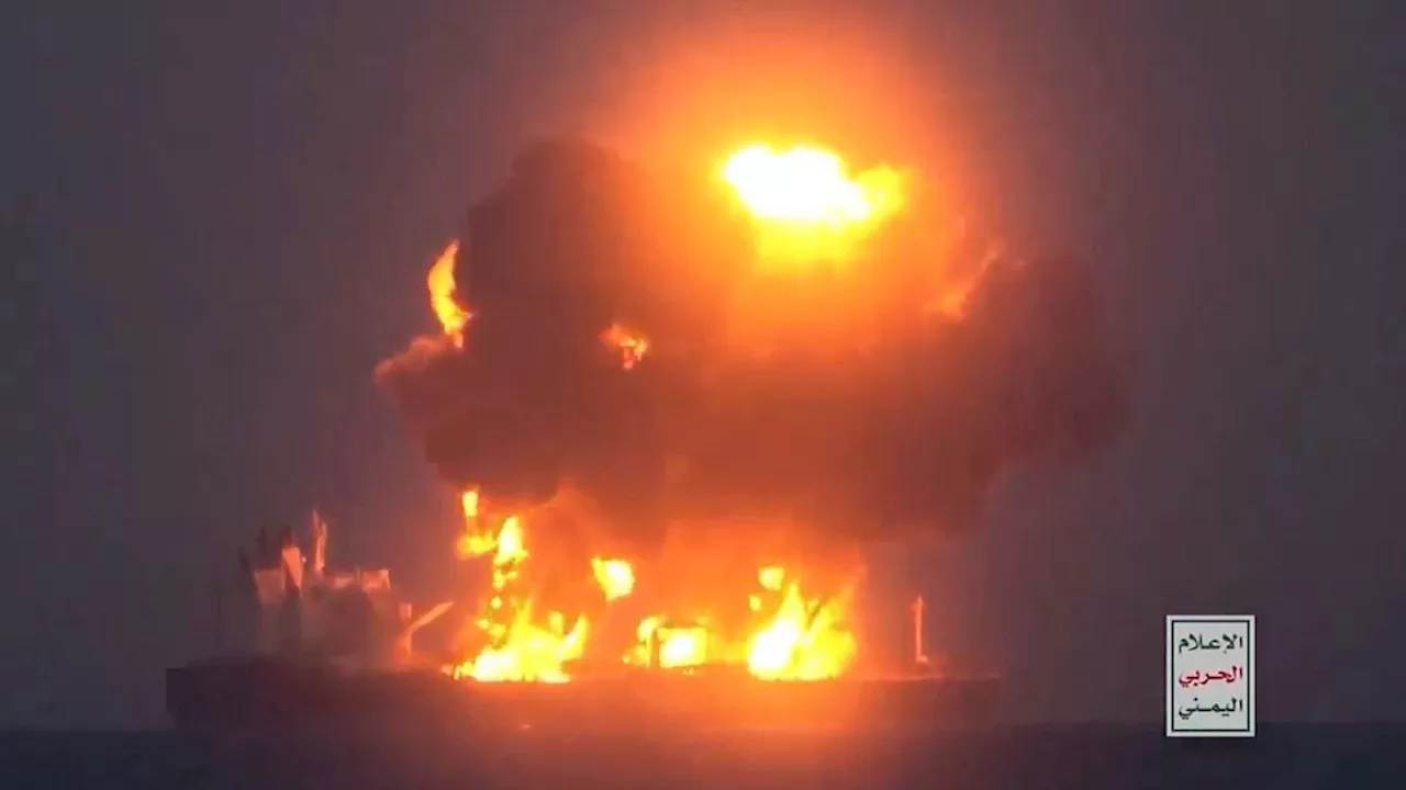 Houthi rebels release video 'showing explosion on Red Sea tanker'