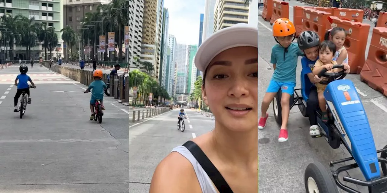 Iya Villania, Drew Arellano enjoy biking with kids in carless Ortigas