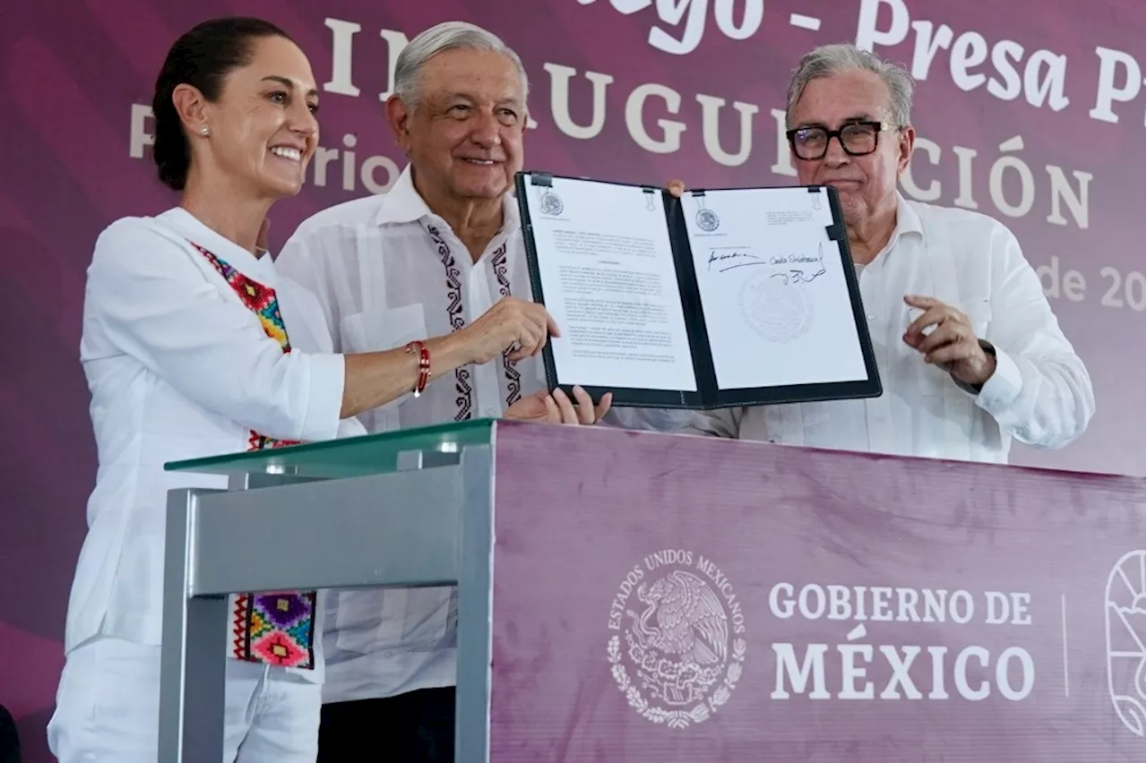 Expresan AMLO y Sheinbaum apoyo a Rocha Moya durante visita a Sinaloa