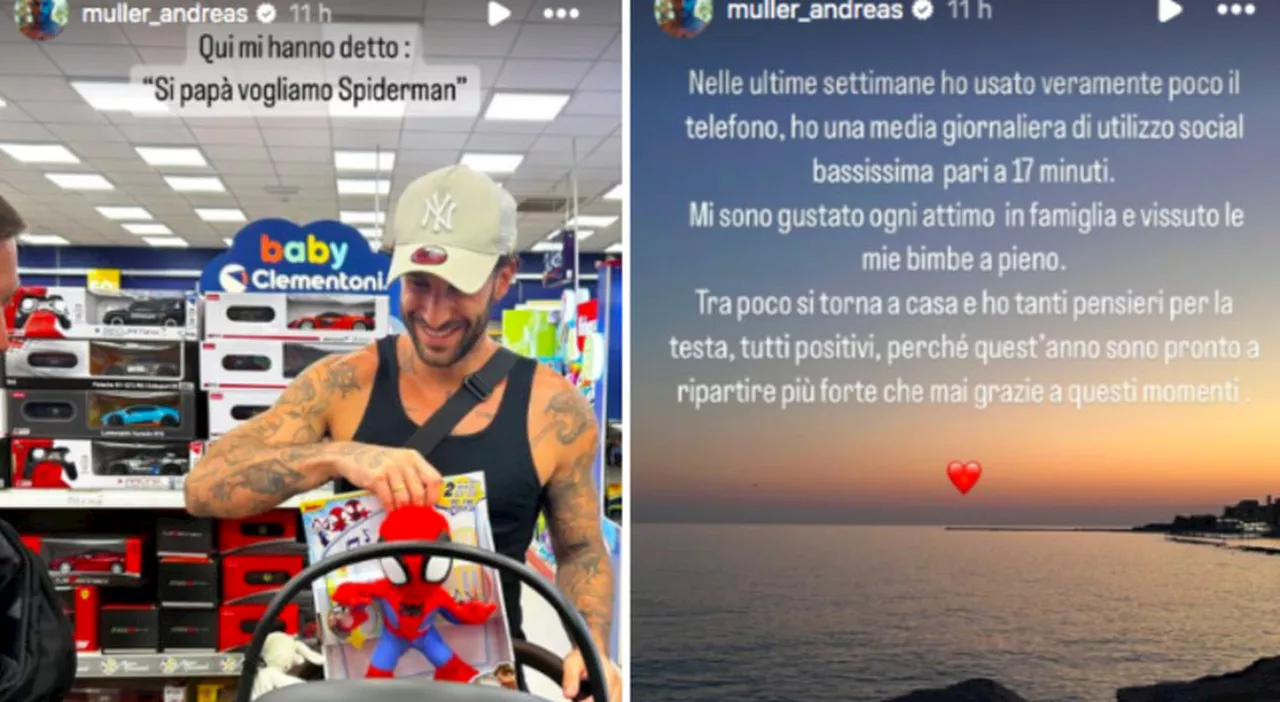 Andreas Muller, il regalo (insolito) a Ginevra e Penelope e la riflessione sui social: «Ho messo da parte il t