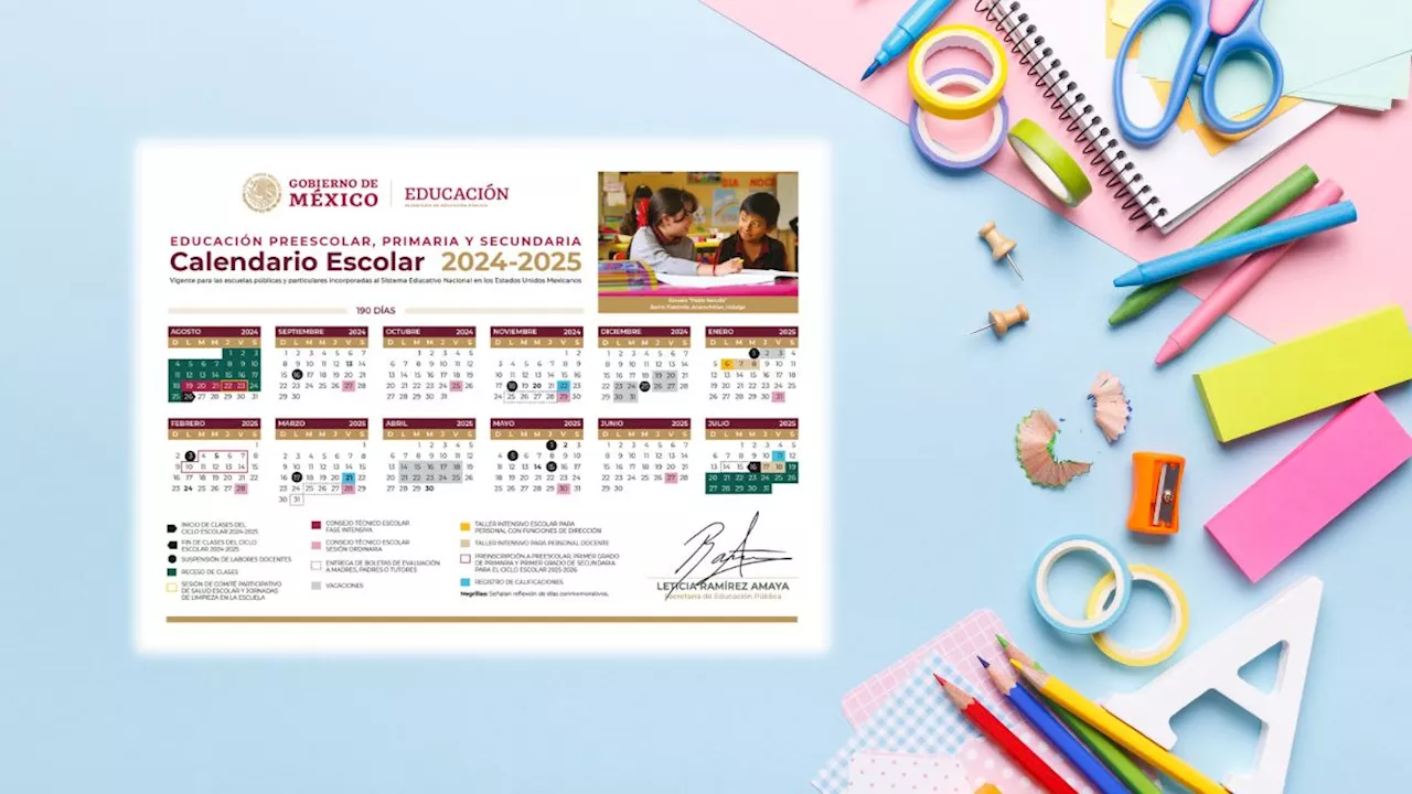 Calendario escolar 2024 a 2025: Estos son los 18 días que NO habrá clases