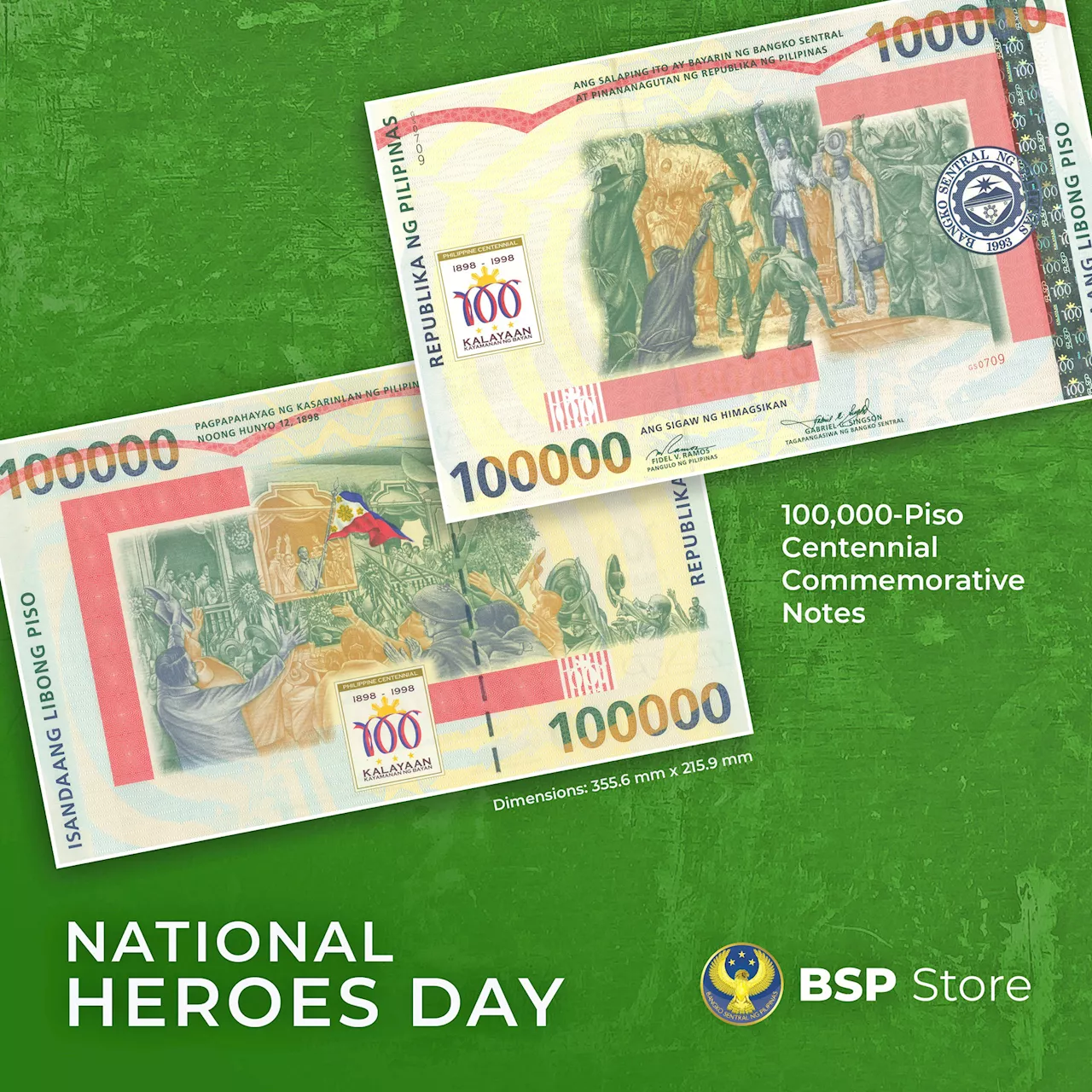 BSP highlights P100,000 bill to honor heroes