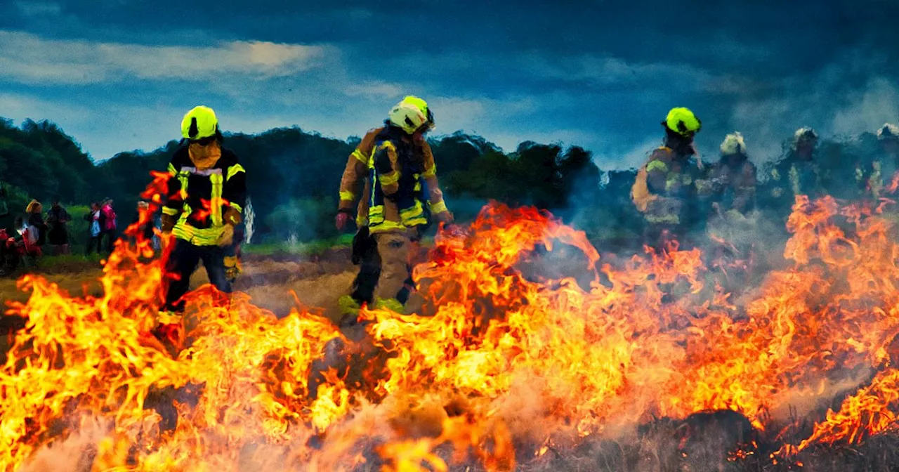 Feuerwehr übt in Bünde Bekämpfung von Flächenbrand