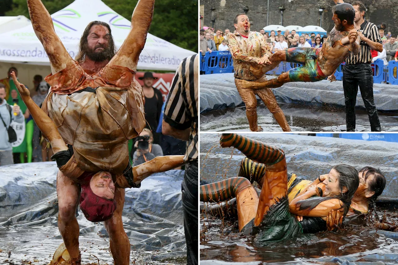 Hundreds gather to watch 'world gravy wrestling championships' at UK pub