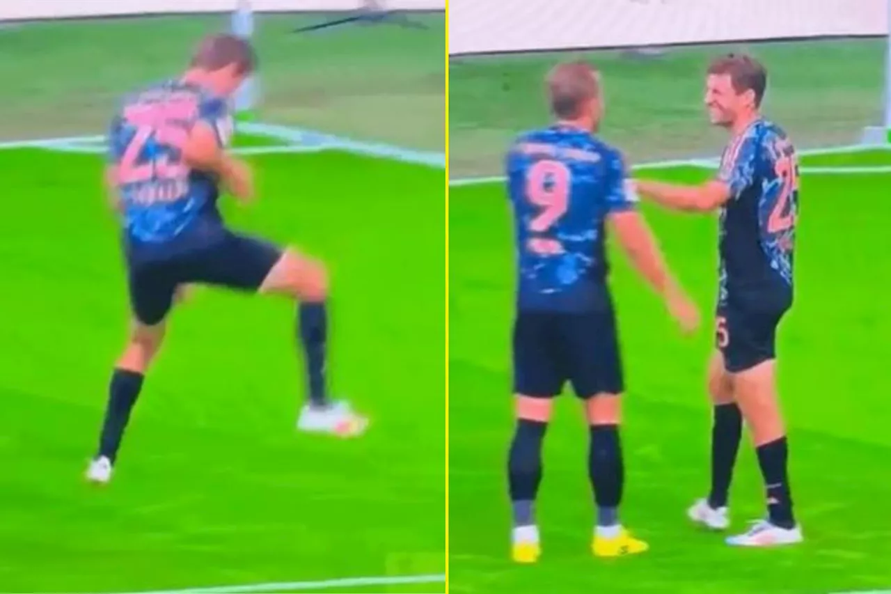 Thomas Muller copies Harry Kane celebration as Bayern Munich get off to winning Bundesliga start...