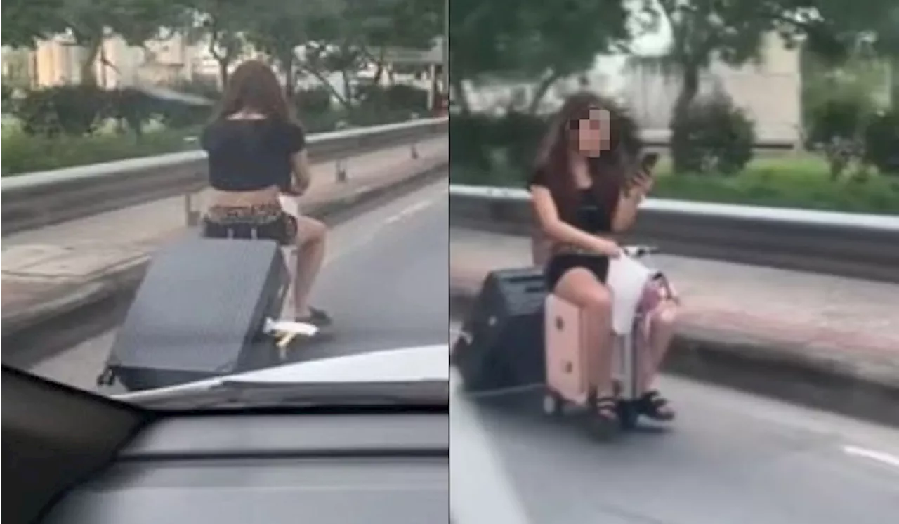 [Video] Pelancong China Selamba Tunggang Beg Pakaian Bermotor Di Jalan Raya Raih Kecaman Ramai