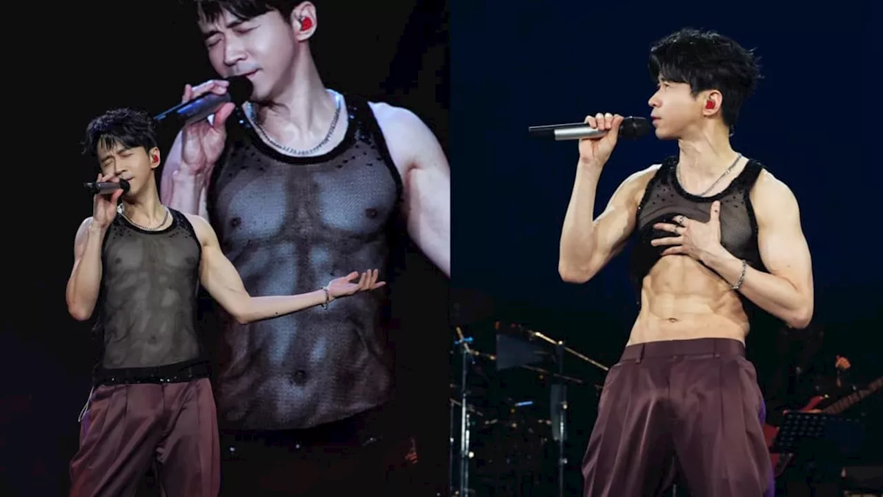 M’sian singer Michael Wong, 54, flashes his surprisingly ripped bod at concert