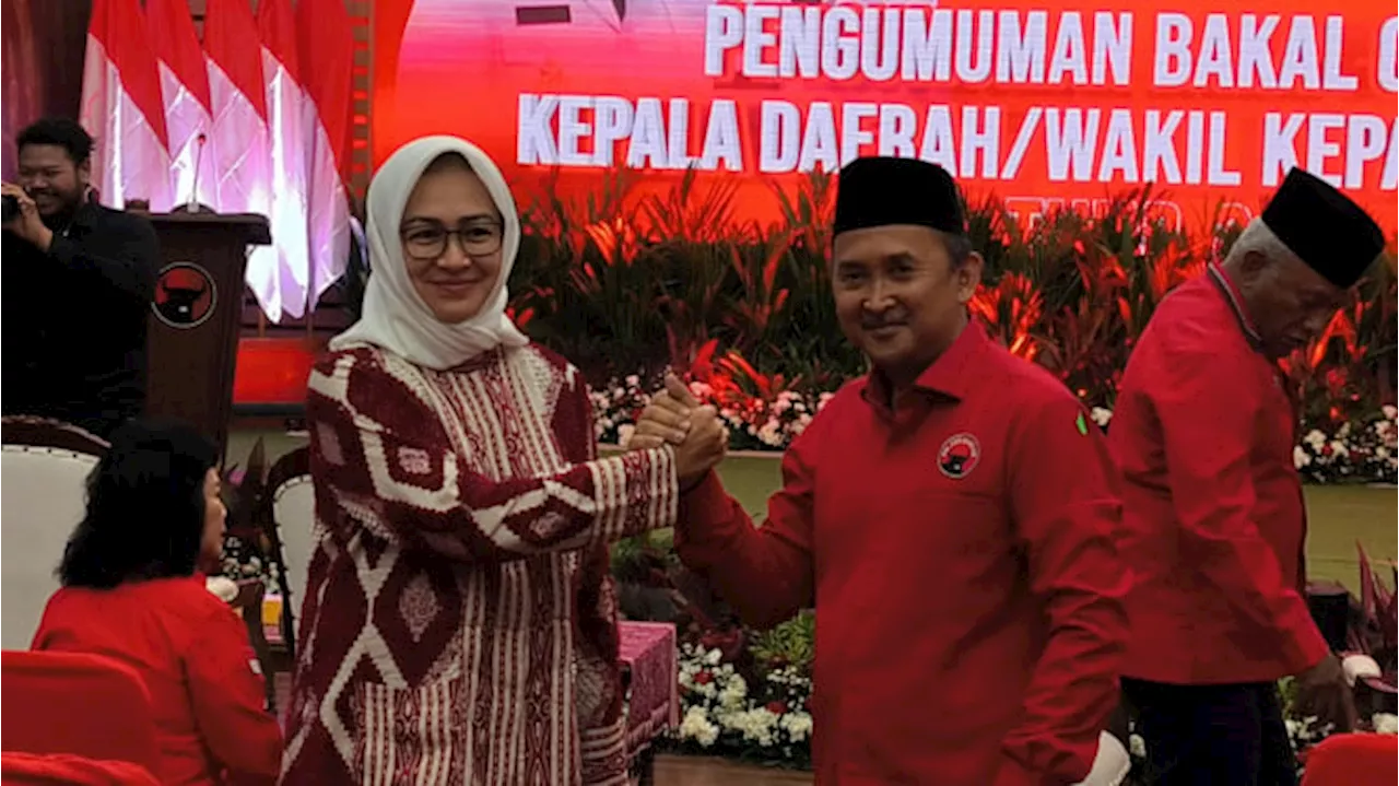 Airin Datangi Markas PDIP Pakai Baju Merah Jelang Diumumkan Jadi Bacagub Banten