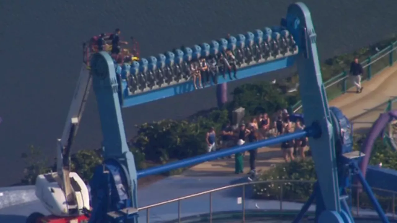 Passengers stuck mid-air on Sea World ride