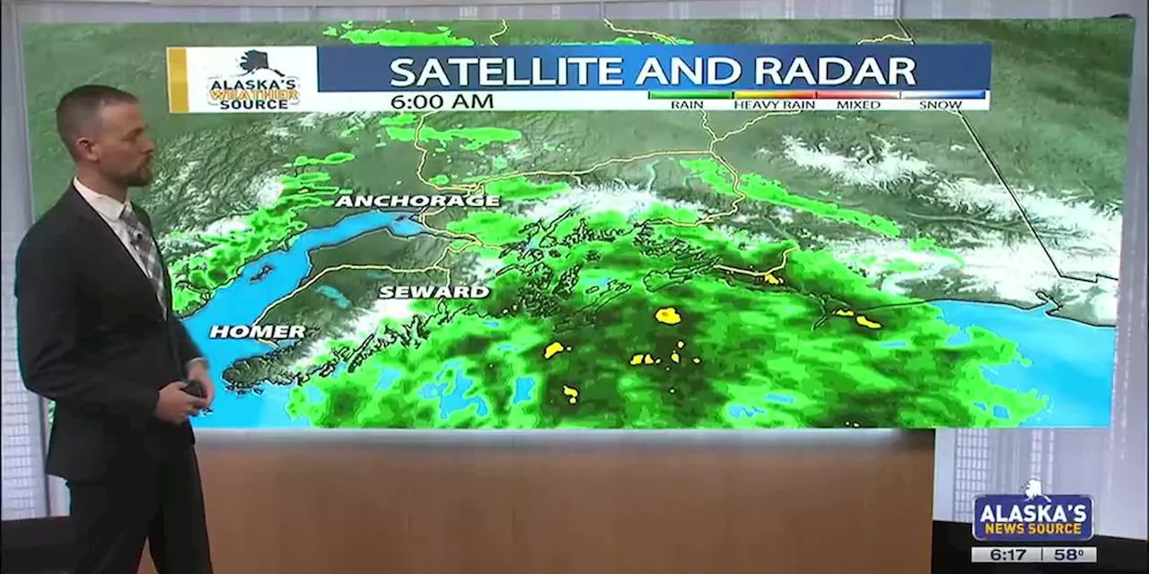 Rainy weather shifts from Western Alaska to the Gulf of Alaska