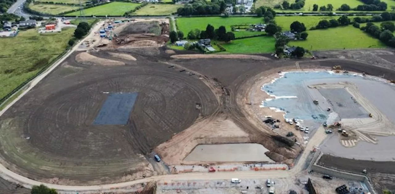 Aerial view shows new Lancashire Cricket site at Farington progress