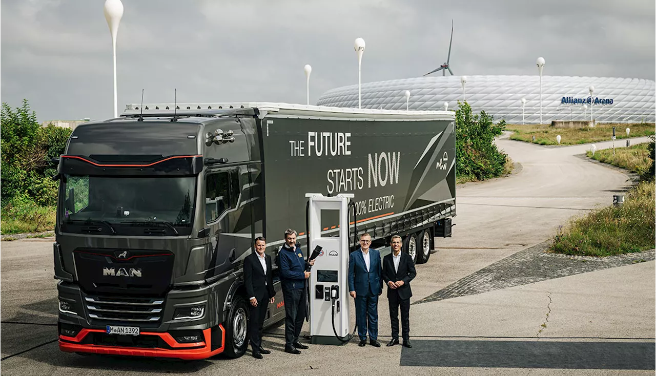 Allianz Arena: MAN und FC Bayern München planen Ladepark für E-Lkw und -Busse