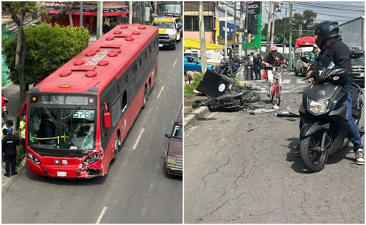 Metrobús de la Línea 4 se queda sin frenos y se impacta contra varios autos; reportan 14 personas lesionadas