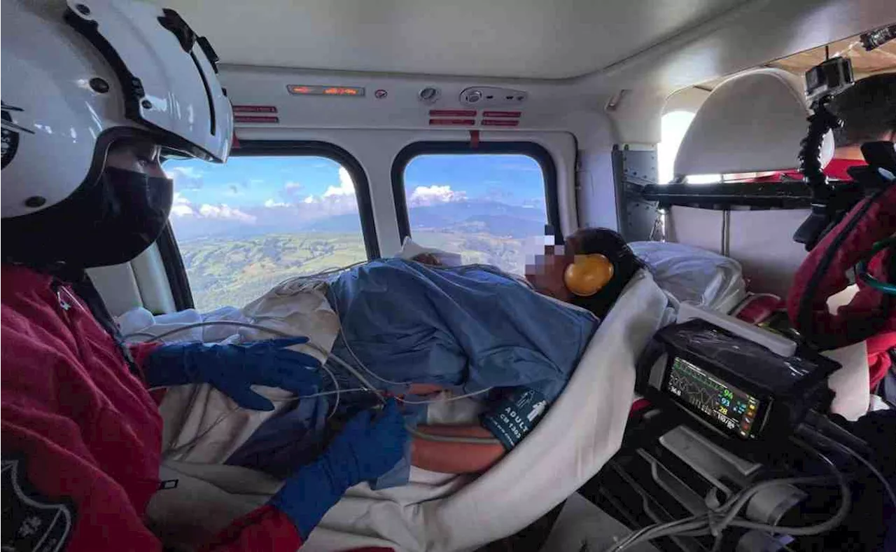 Trasladan en helicóptero a joven embarazada desde Malinalco hasta hospital en Zumpango