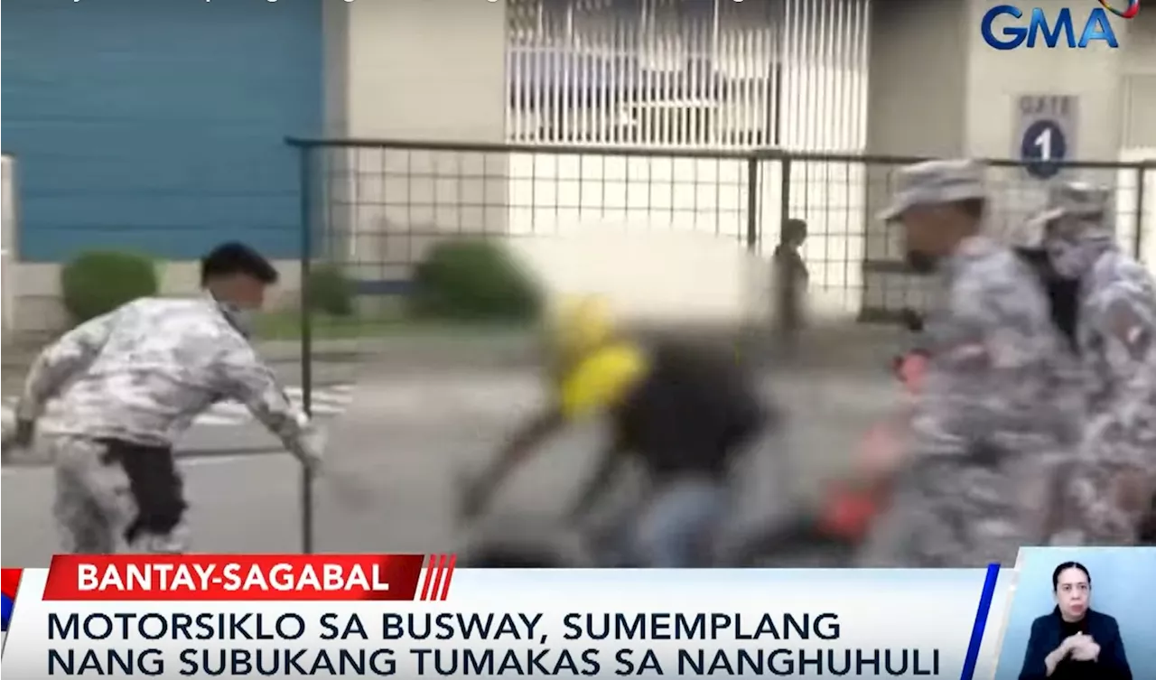 Rider on EDSA busway falls while trying to flee