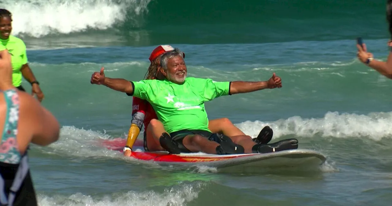 Veterans drop into week-long adaptive sports clinic surfing in La Jolla