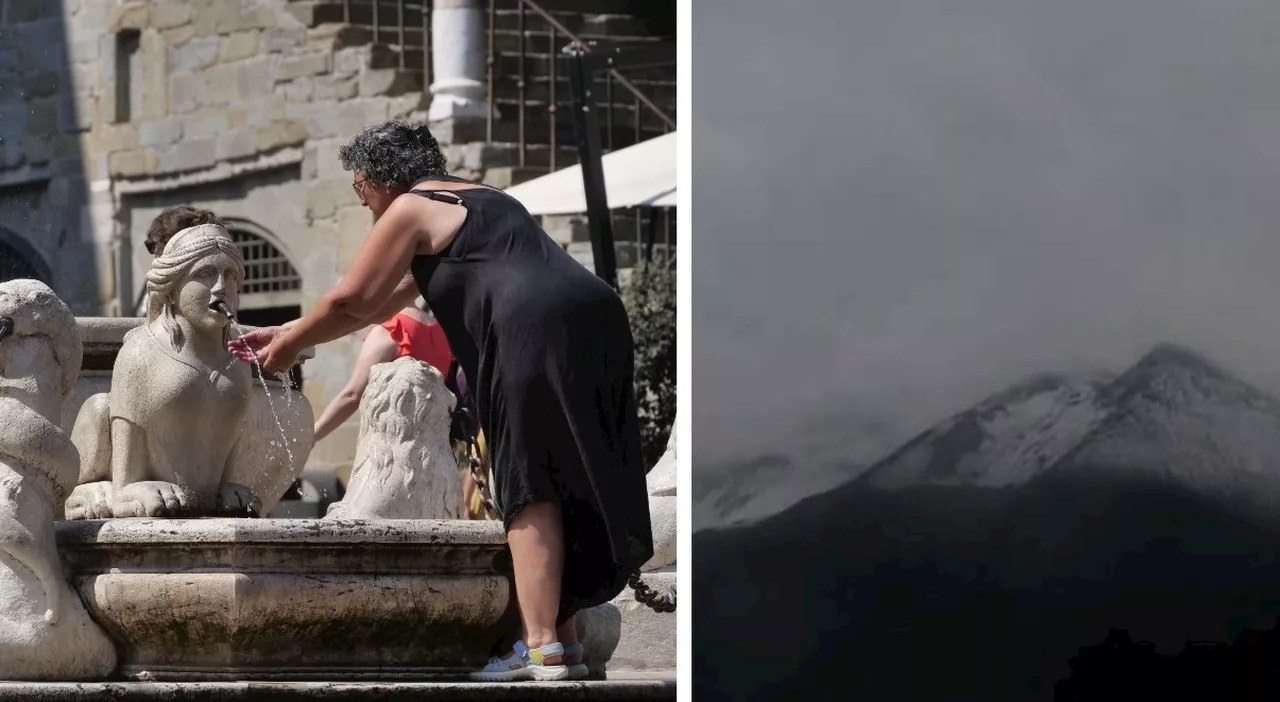 Meteo, torna l'afa: giovedì bollino rosso in 6 città. Freddo e neve sulla vetta dell'Etna