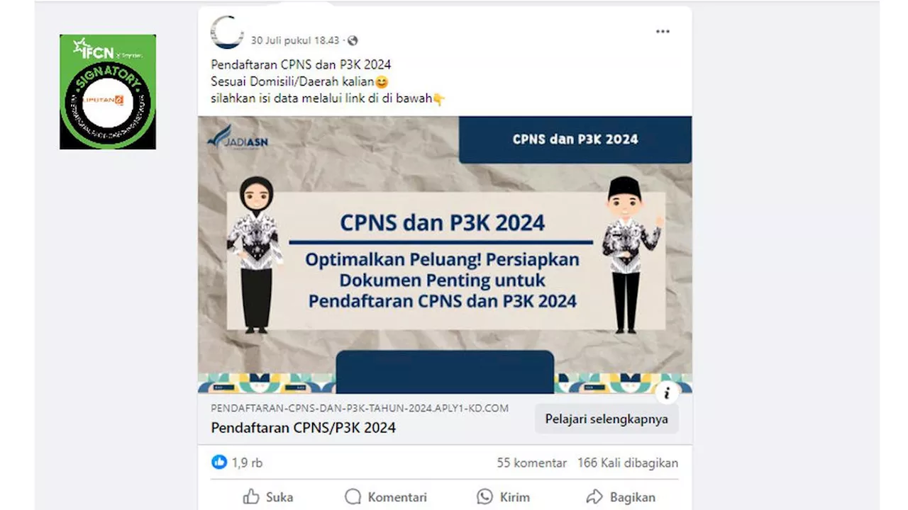 Cek Fakta: Link Pendaftaran CPNS dan P3K 2024 Ini Tidak Benar