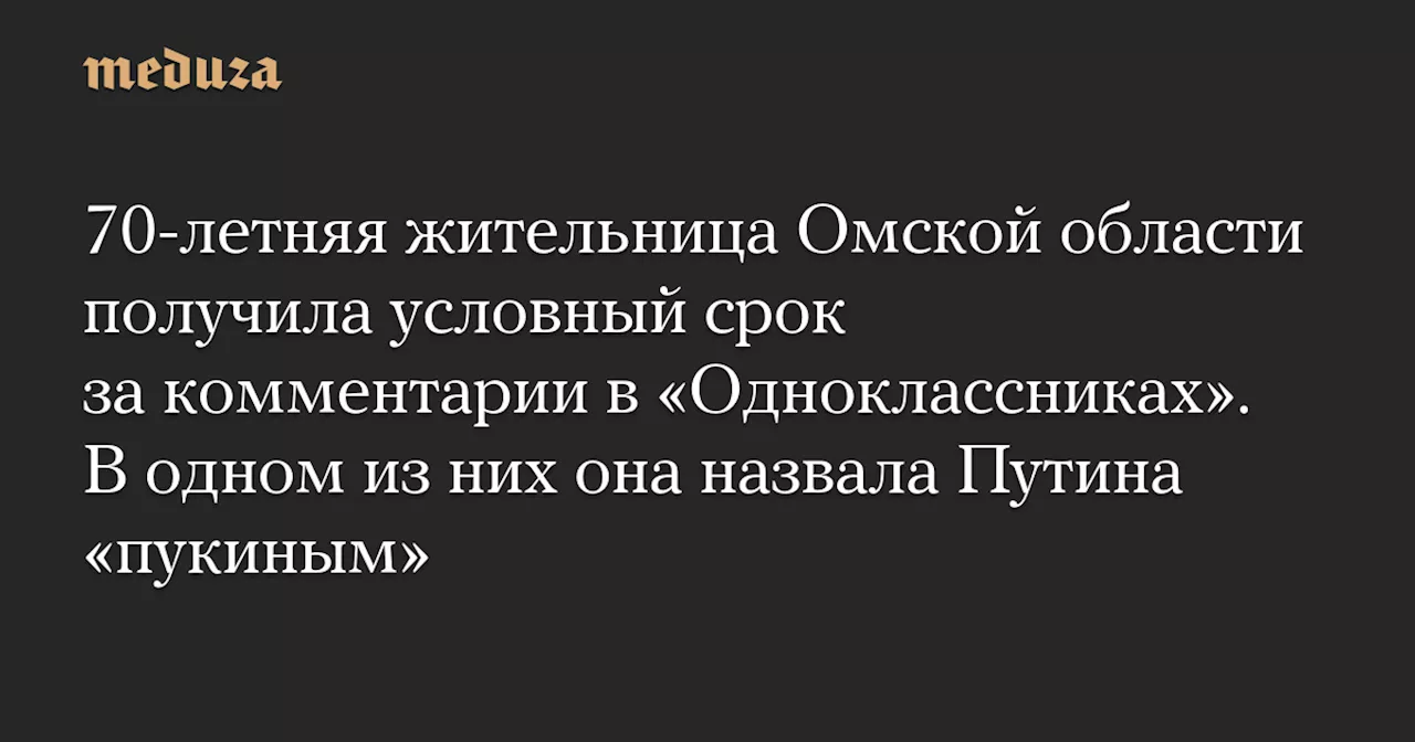 70-летняя жительница Омской области получила условный срок за комментарии в «Одноклассниках». В одном из них она назвала Путина «пукиным» — Meduza